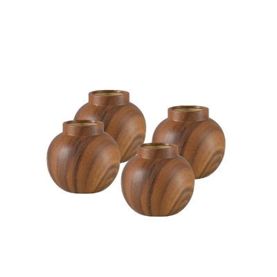  Vase en céramique d'aspect bois, vase à fleurs décoratif rond au fini grain réaliste, décor rustique moderne pour les arrangements frais, faux ou séchés, sphère de 6,5 po, paquet de 4