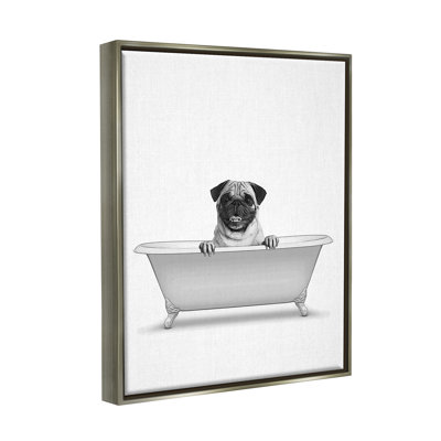 «Pug Dog In Tub Bathroom Pet» par Annalisa Latella, impression
