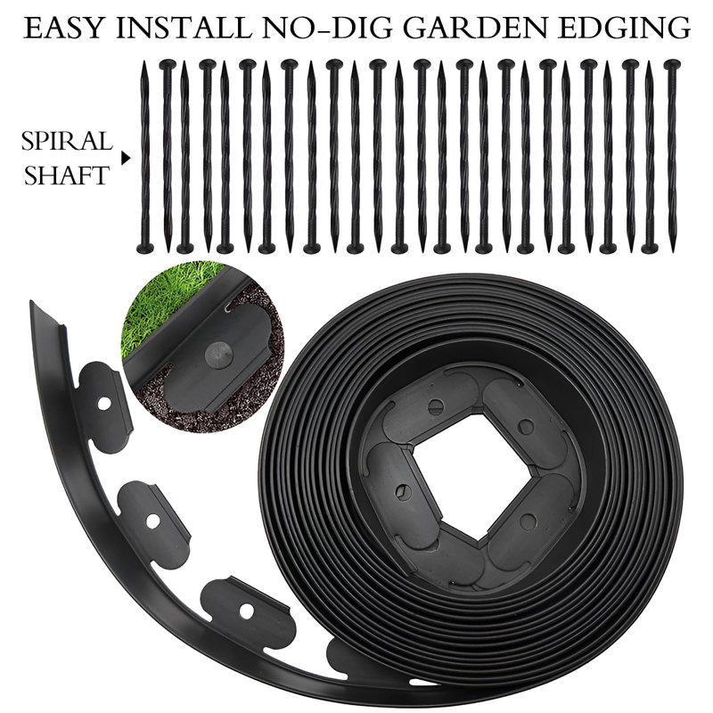 10cm H x 1000cm W Polyethylene Plastic Lawn Edging