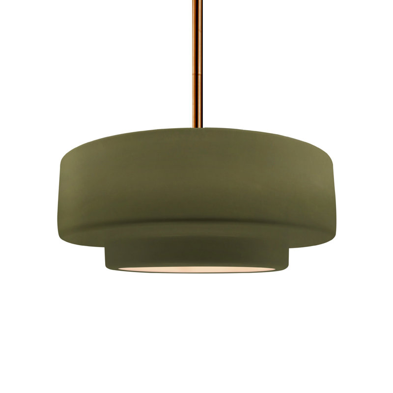 Luminaire suspendu à 1 lumière Meydan, Vert mat, H 5,25 po x l 14,5 po x P 14,5 po, Laiton brossé