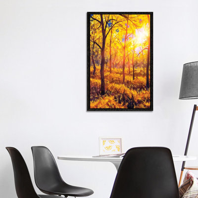 Sunset In Autumn Forest Landscape by Valery Rybakow - Painting on Canvas