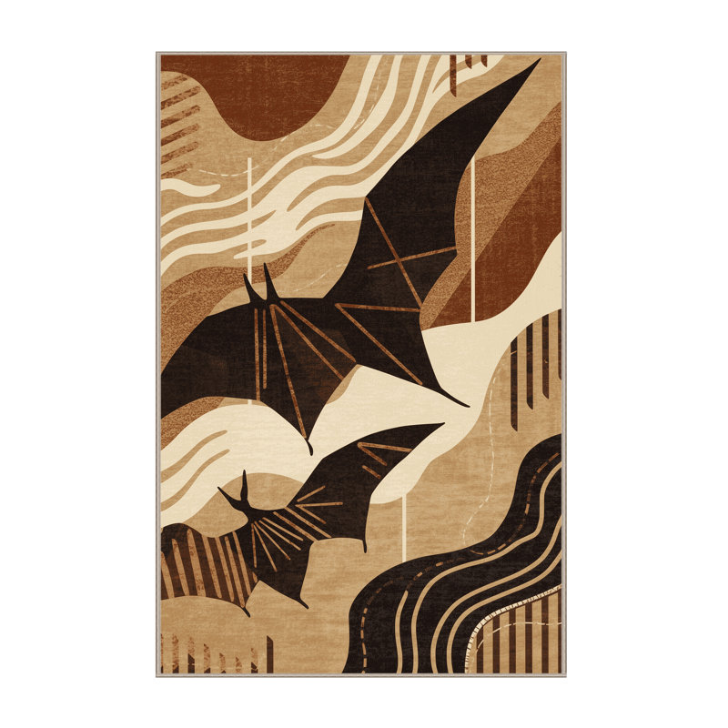Tapis éclectique brun et beige délavé à la machine Flemington Camazotz, 2 x 5