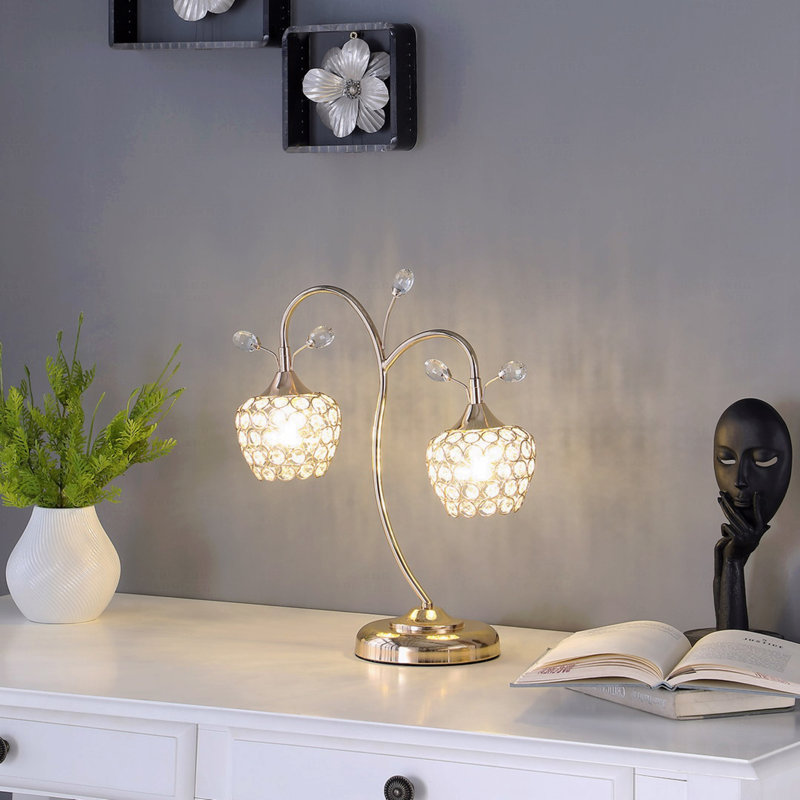 Lampe de table - 2-Cloche florale en métal Glam