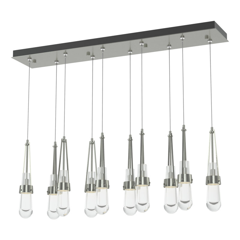 Link 10 - Light Pendant, Sterling, Standard: 19" to 80", Clear Glass