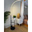 Crescenté Arc Floor Lamp With Remote Dimmable Led Adjustable Colour Temperature Black Marble Base & White Tray Modern Home Lighting