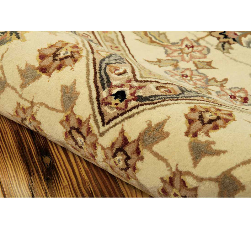 Tapis intérieur ivoire / brun en laine / soie touffeté à la main Ellerswick, Tapis de couloir 2 pi 3 po x 8 pi