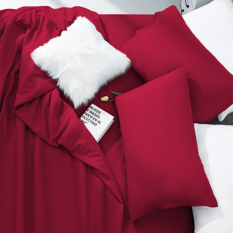 Laurne 200 Thread Count Microfiber Brushed Deep Fitted Bed Sheet, Single (3'), Red