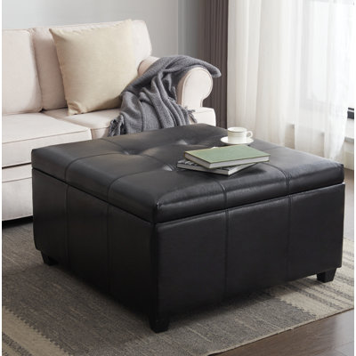 Amariyah Faux Leather Square Storage Ottoman