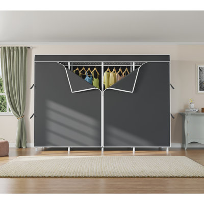 VIPEK V40C Plus Covered Garment Rack, Heavy Duty Freestanding Closet with Oxford Fabric Cover, White Frame & Black Cover