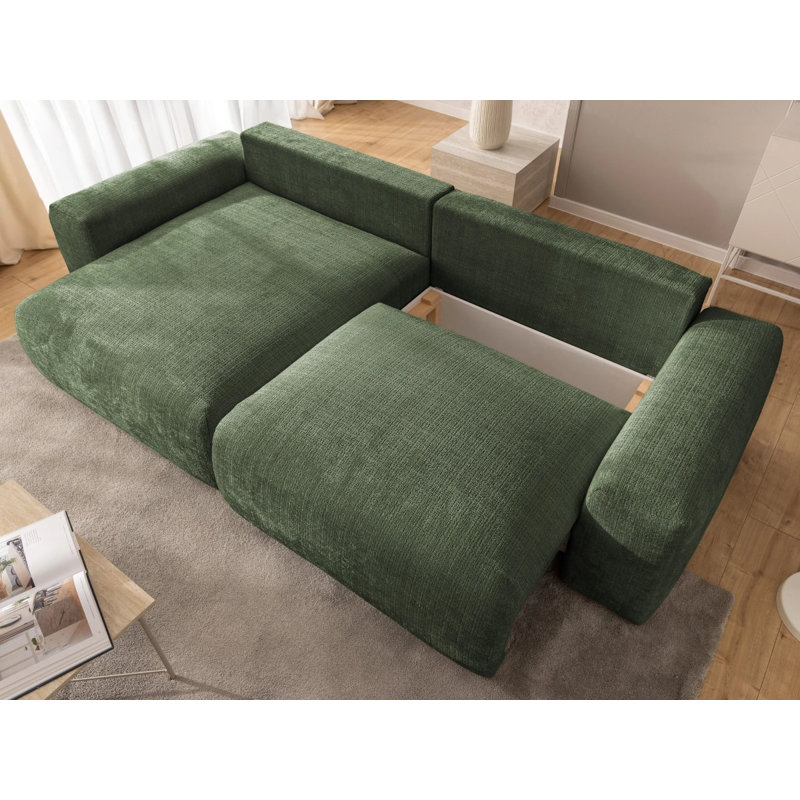 Puffy 4 Seater Corner Sectional, Left-Hand Facing, Green