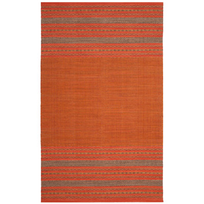 Tapis orange / rouge en coton tissé à plat Bokara Hills