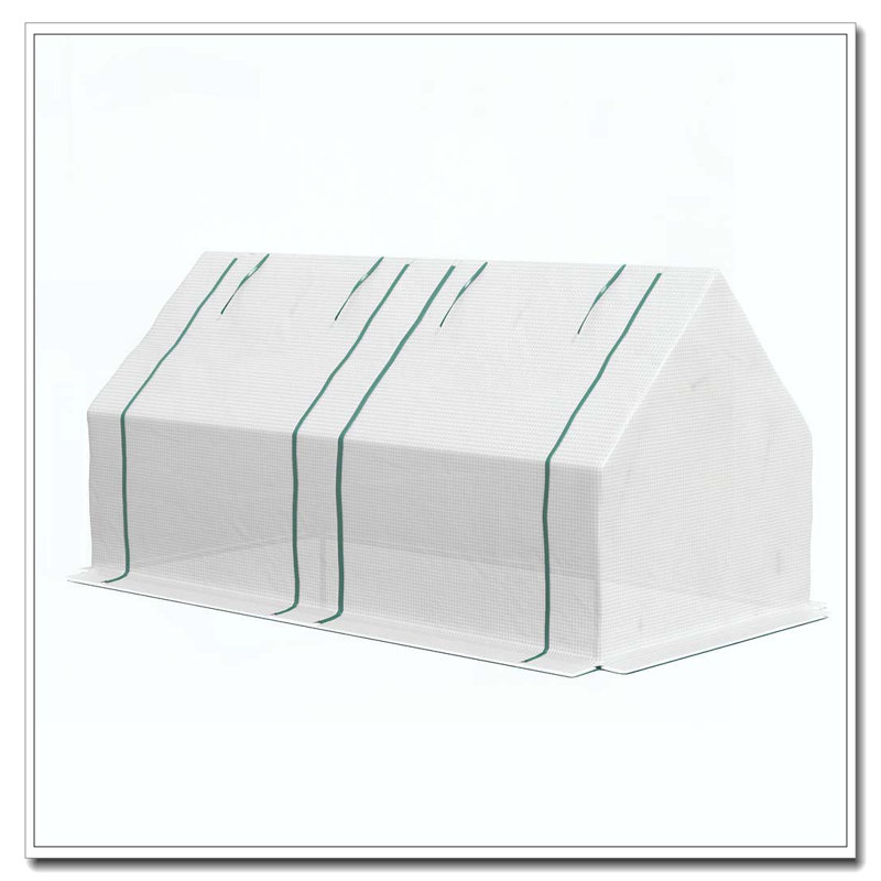 Outsunny 6' x 3' x 3' Portable Greenhouse, Garden Green House with 2 PE/Plastic Covers, Steel Frame and 2 Roll Up Windows, Green