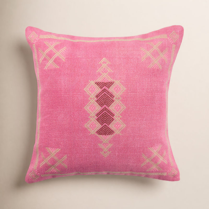 Coussin 100% laine Mikes, Duvet, Rose / brun clair
