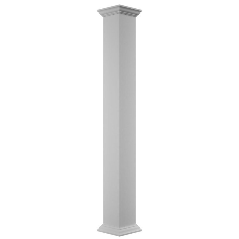 Colonne carrée classique en PVC lisse non effilée Craftsman, base standard et base standard, H 120 po x l 9,63 po