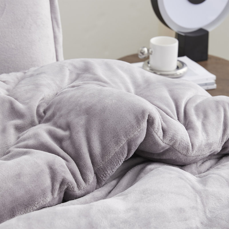 Thickest Comas Inducer Thicker Than Thick Oversized Comforter Set, Gray, Twin Extra Long Comforter + 1 Standard Sham