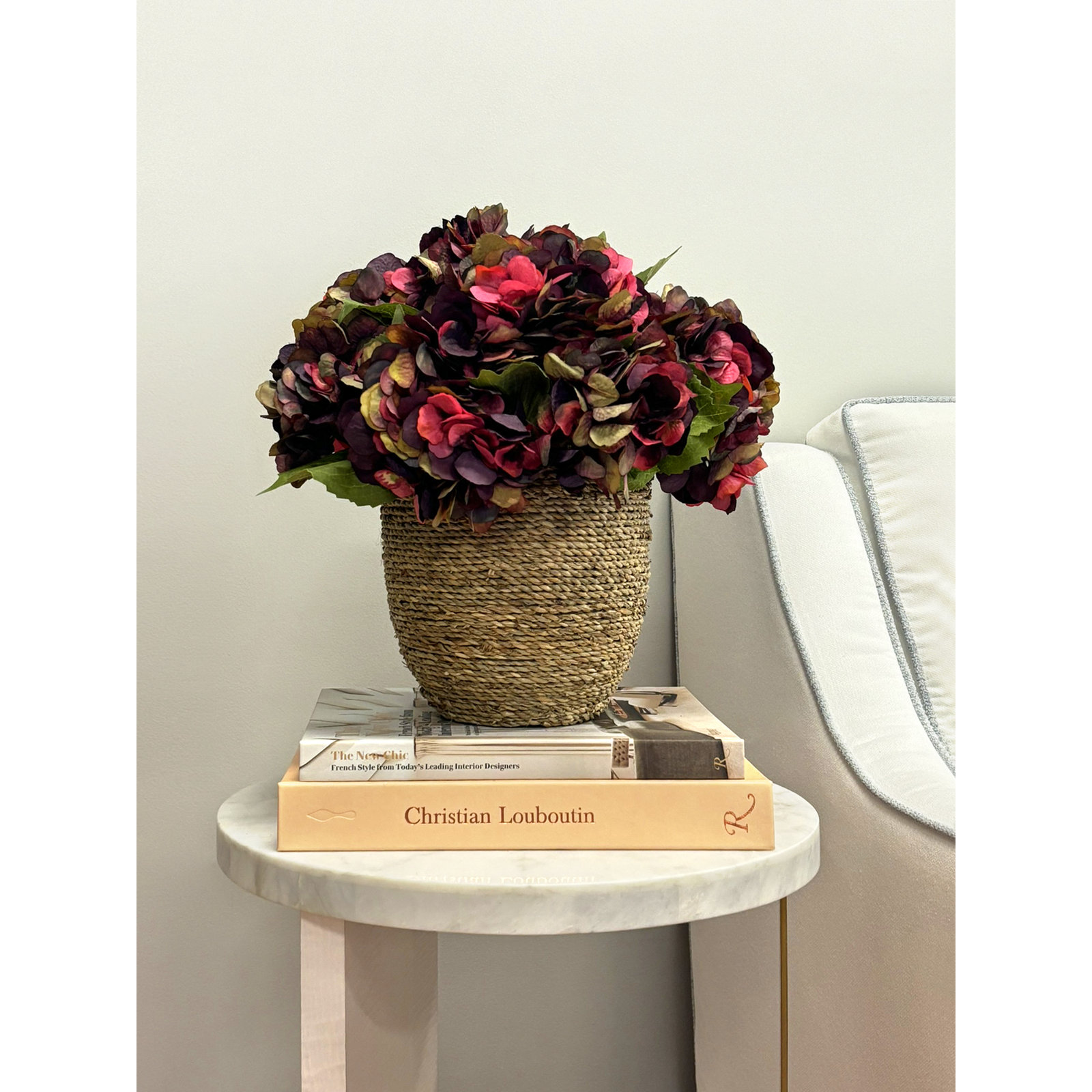 Fall Hydrangea Floral Arrangement, Burgundy/Red