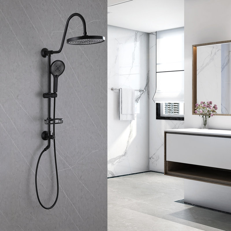 Diverter Complete Shower System, Matte Black
