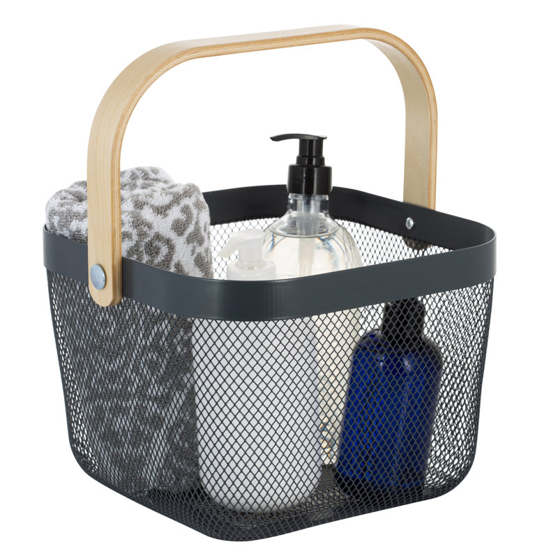 Latitude Run Mesh Tote With Bamboo Handle, Grey