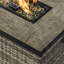 Beige Rattan Fire Pit Table with Tank Holder and Ceramic Tile Tabletop