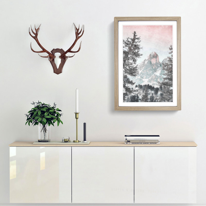 Mountain Peak - Picture Frame Painting Print, Oak Framed, 45cm H x 33cm W x 2cm D