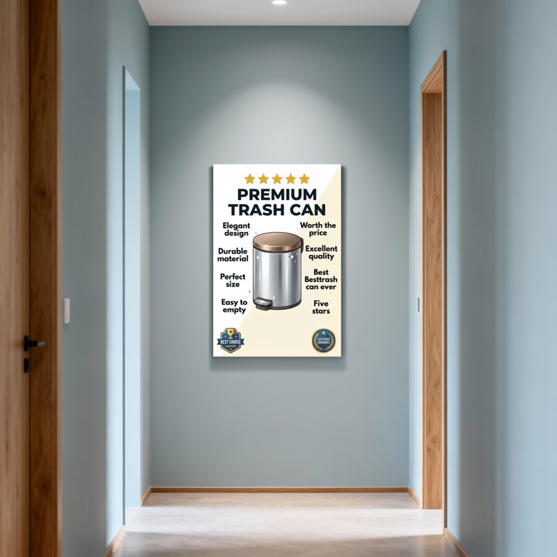 Poubelle haut de gamme Bath & Laundry Design élégant Matériau durable Taille parfaite Facile à vider, H 24 po x l 16 po