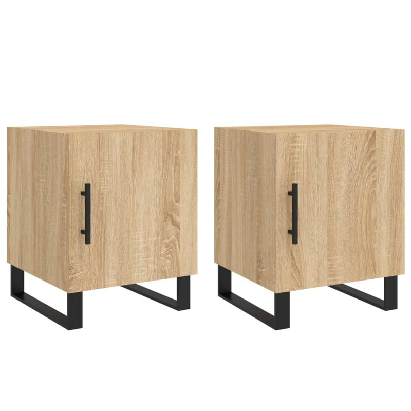 Bodaway 40cm W Manufactured Wood Bedside Table, Smoked Oak, Set of 2
