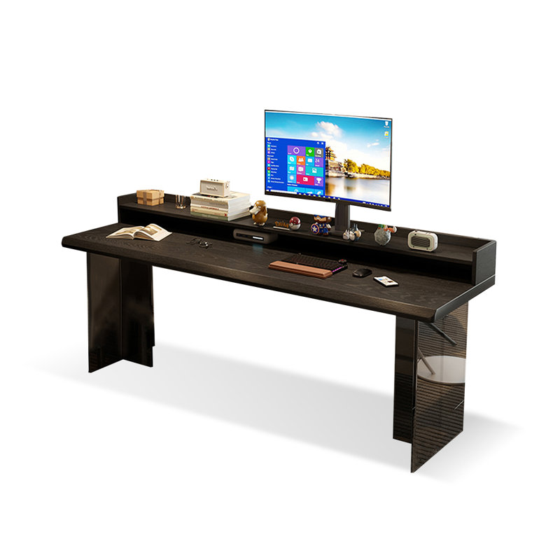 Bureau rectangulaire en bois massif noir, H 29,53 po x l 70,87 po x P 27,56 po
