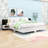Modern Floating Platform Bed with LED Lighting and Built-in Nightstands-1331399182-1331399180