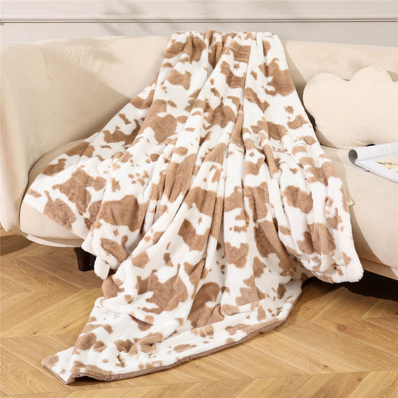 Couverture en flanelle , Vache kaki tachetée, L 63 po x l 51 po