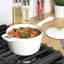 Crock-Pot Artisan 3 Quart Enameled Cast Iron Saucepan with Lid in Linen and Gold