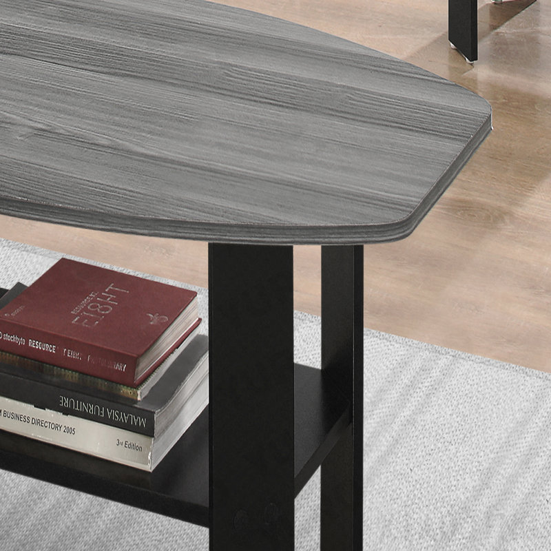 Ensemble de table basse et de table de bout en stratifié noir et gris, 3 pièces, Noir