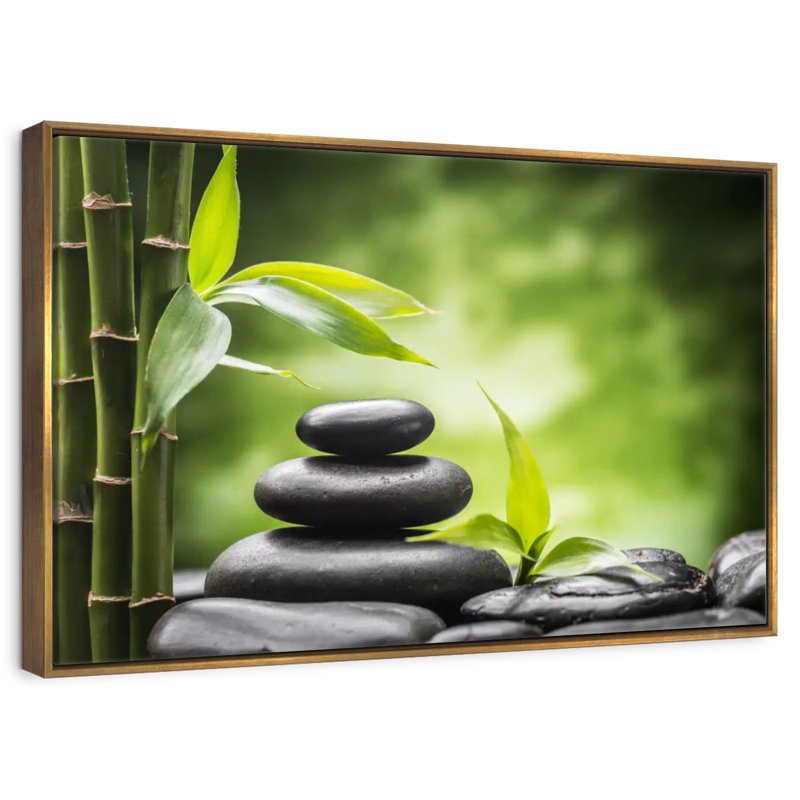 Spa zen, 46 po x 31 po, Cadre flottant doré