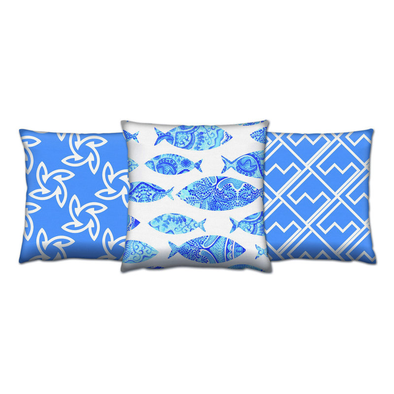 Geometric Cotton Blend Outdoor Throw Pillow