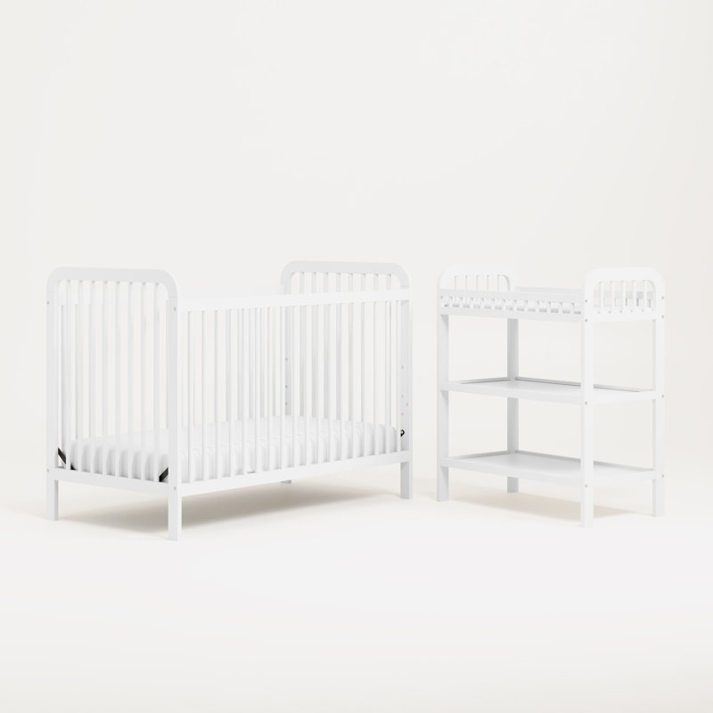 Ensemble de lit de bébé et table à langer convertible 2 pièces Pasadena, Blanc