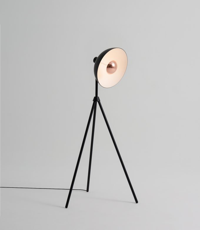 Apollo Floor Lamp, Black/Black Wood