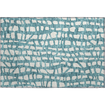 Premium Machine Washable Prisco Teal Rug