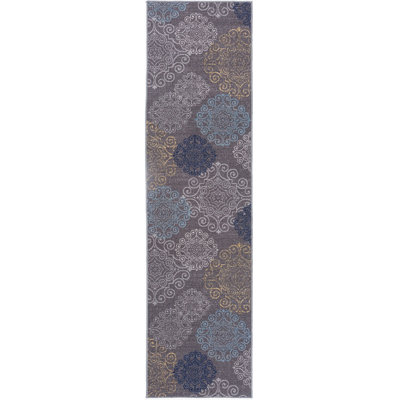 Combien Tufted Gray/Blue/Yellow Non-Slip Rubberback Area Rug