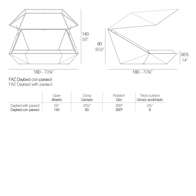 Faz - Daybed with Hinged Canopy - Swiveling - Basic, White
