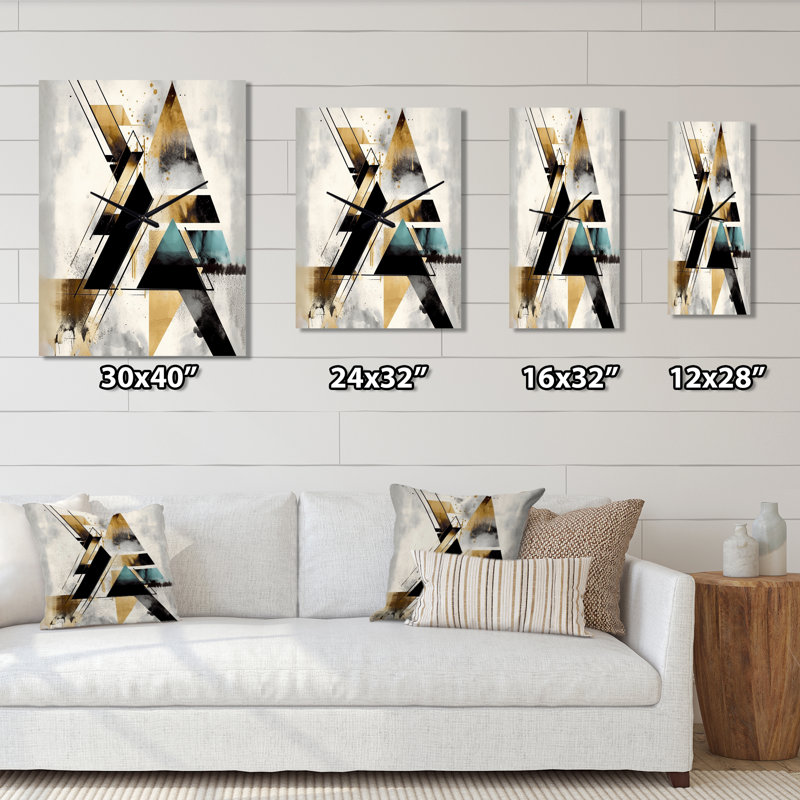 Triangle Boho III - Horloge murale moderne géométrique, Petit