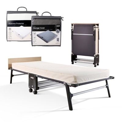 Jay-Be TC80 Tourist Folding Bed with Contract Comfort Mattress - Single with Mattress Protector  & Storage Cover