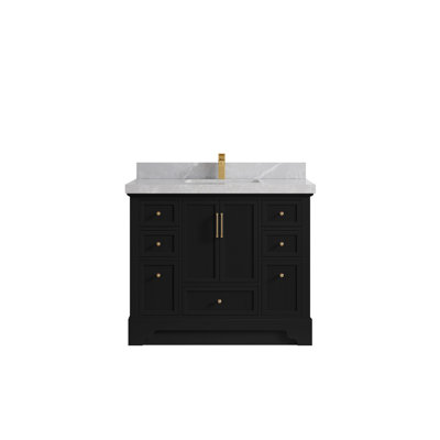 Meuble-lavabo simple autoportant de 42 po avec plateau en quartz Alys