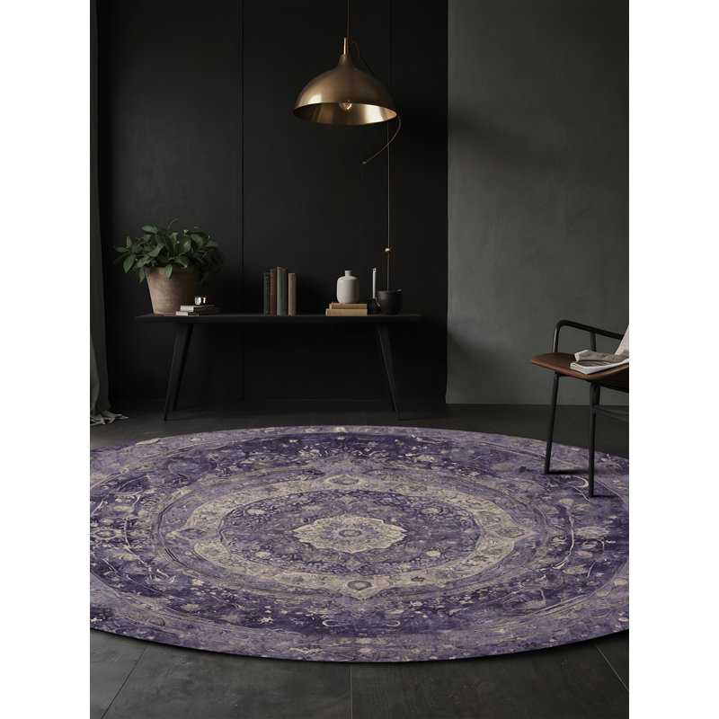 Machine Washable Pink Area Rug, Round 3'