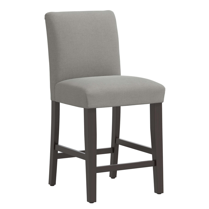 Tabouret de bar et de comptoir Hadrien, Tabouret de comptoir (siège d'une hauteur de 26 p, Lin Lin gris, Crème