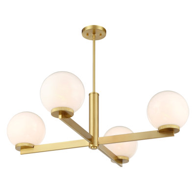 Lustre à 4 lumières en laiton naturel Claudette