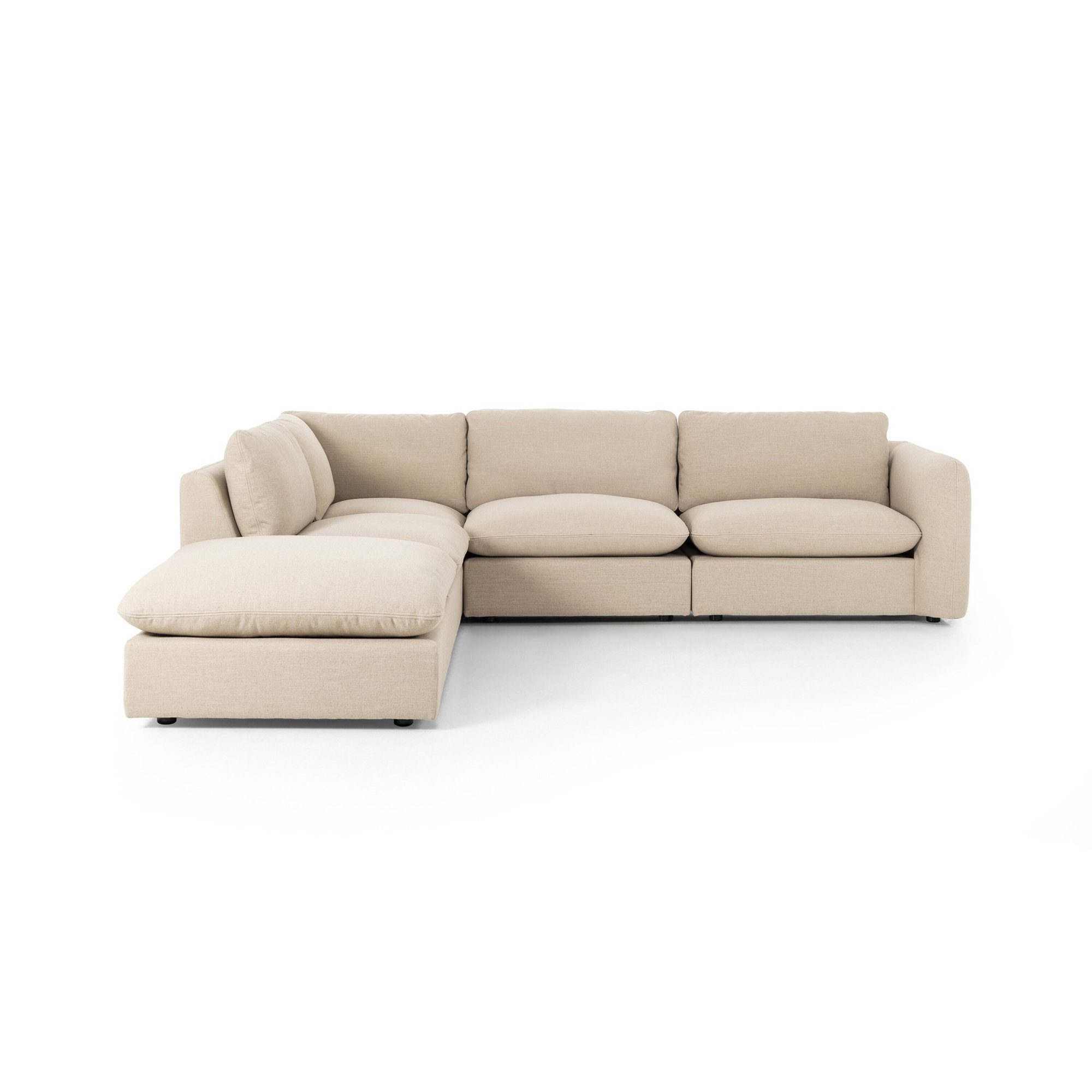 Margorie Upholstered L-Sectional, Taupe Linen Blend, Left Hand Facing