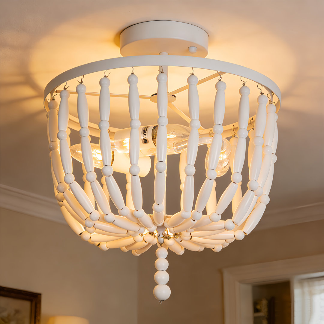 Jordao 3 - Light White Beaded Bowl Dimmable Semi Flush Mount Dakota Fields