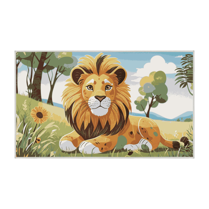 Indigo Safari Washable Cute Animals Kids Rug, Rectangle 5' x 8'