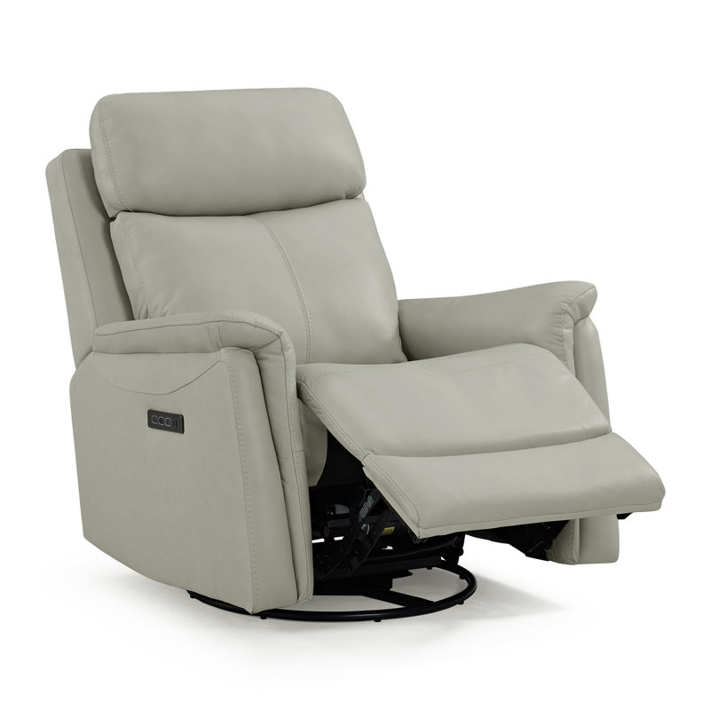 Jodena Swivel Glide Power Recliner, White; Beige
