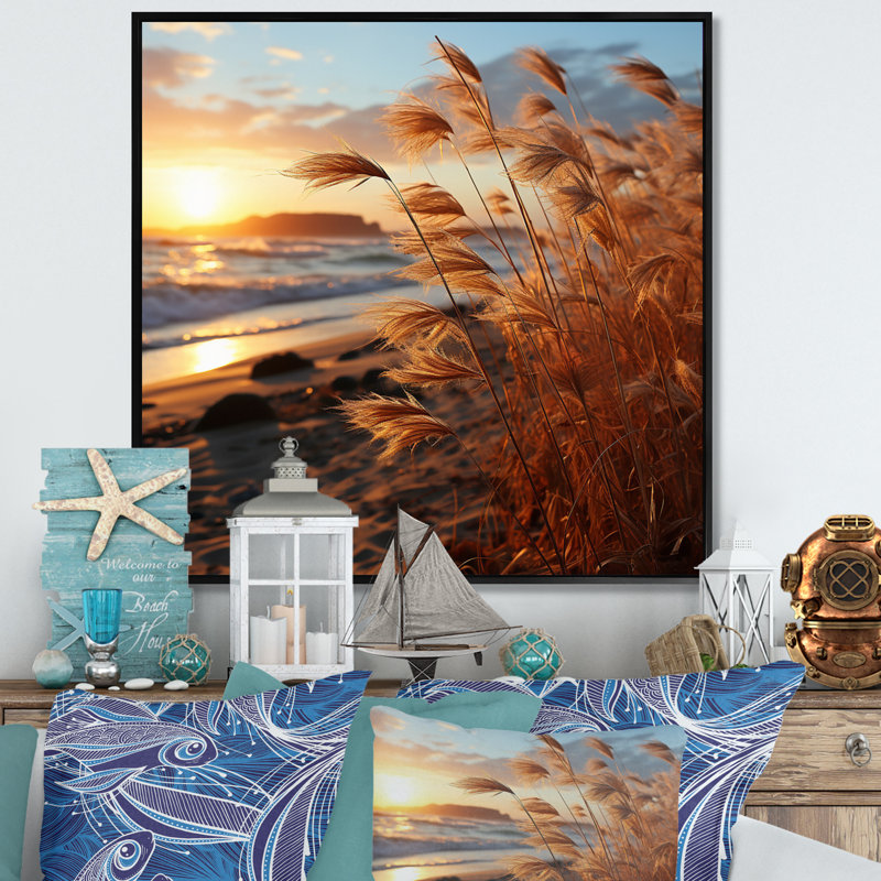 «Beach Breeze at Sunrise III», reproduction sur toile, H 24 po x l 24 po x P 1 po, Cadre flottant noir