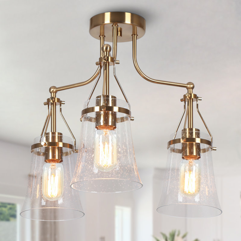 Strasburg 3-Light Seeded Glass Semi Flush Mount